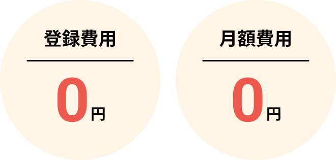 登録費用・月額費用はすべて無料！